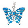 srebrny wisiorek motyl z niebieskim opalem