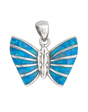srebrny wisiorek motyl z niebieskim opalem