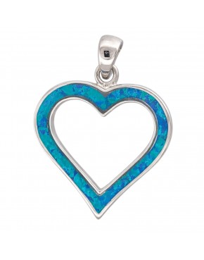 srebrny wisiorek serce z niebieskim opalem