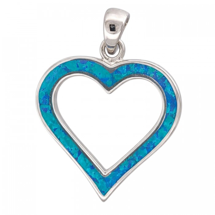 srebrny wisiorek serce z niebieskim opalem