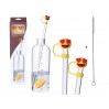 Kpl. 2 szklanych słomek z silikonowymi końcówkami i czyścikiem. 100-0601