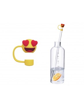 Kpl. 2 szklanych słomek z silikonowymi końcówkami i czyścikiem. 100-0601