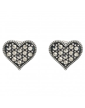 kolczyki srebrne serca 925 z markazytami wkrętki eleganckie