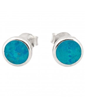 kolczyki srebrne 925 z niebieskim opalem wkrętki minimalistyczne