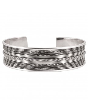 Bransoletka srebrna 925 szeroka otwarta – cuff regulowana