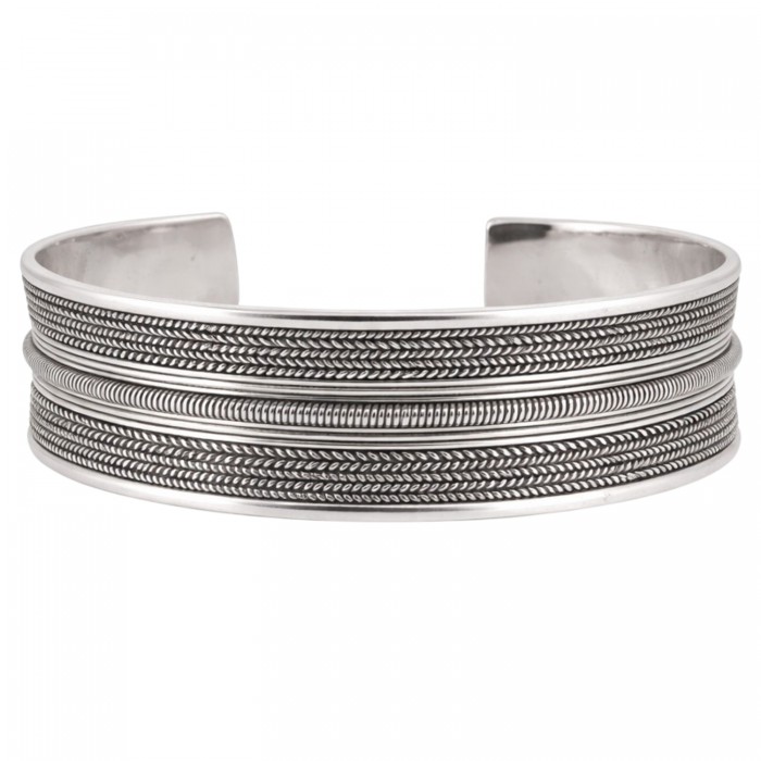 bransoletka srebrna 925 szeroka cuff otwarta przód