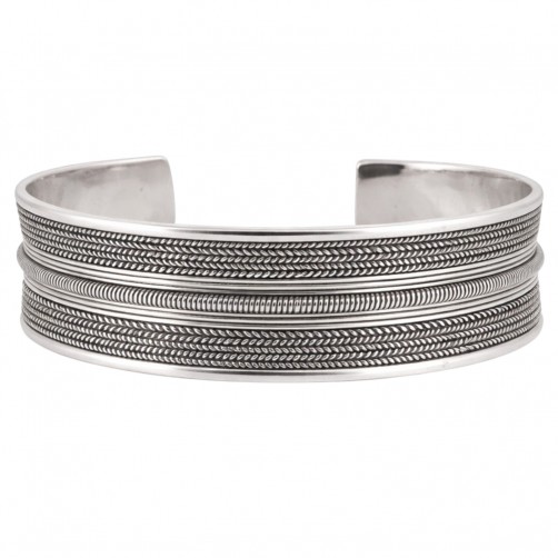 bransoletka srebrna 925 szeroka cuff otwarta przód