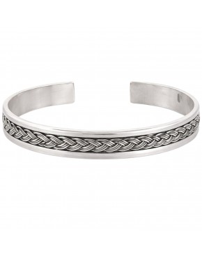 Bransoletka srebrna 925 pleciona – sztywna cuff