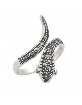 Pierścionek srebrny 925 wąż z markazytami