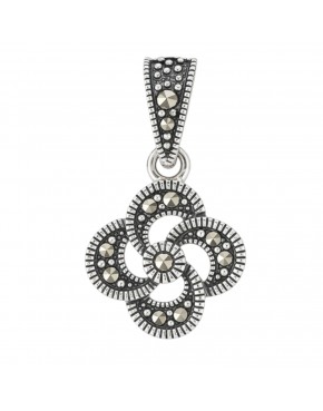 Komplet srebrny 925 z markazytami wisiorek i kolczyki wkrętki