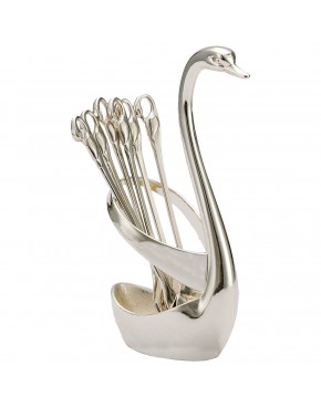 komplet łyżeczek stojak łabędź 6 sztuk elegancki