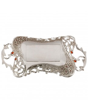 patera posrebrzana ozdobna duża z szkiełkami