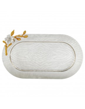 Tacka posrebrzana z pozłacanym zdobieniem elegancka