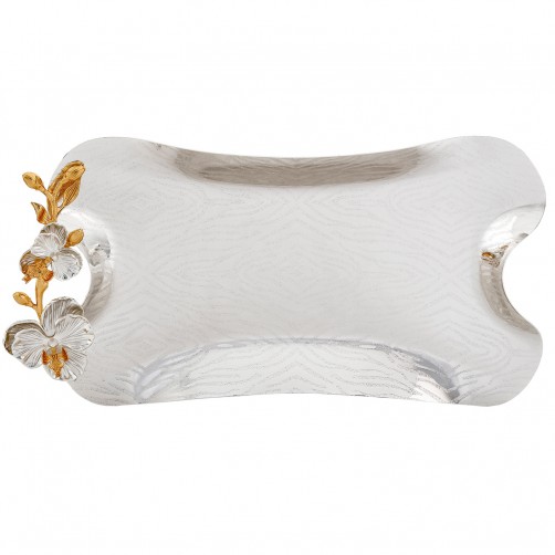 taca posrebrzana z elementami złoconymi elegancka