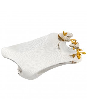 Taca posrebrzana z elementami złoconymi motyw kwiatowy