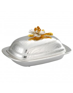 maselnica posrebrzana z motywem kwiatowym elegancka