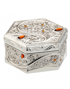 szkatułka posrebrzana na biżuterię motyw kwiatowy elegancka