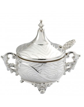 cukiernica posrebrzana elegancka z pokrywką wzór dekoracyjny