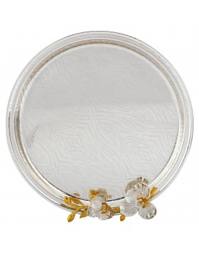 Taca posrebrzana okrągła do serwowania kawy elegancka