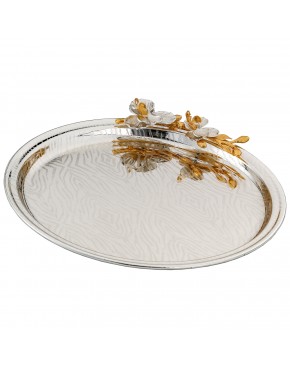 Taca posrebrzana okrągła do serwowania kawy elegancka