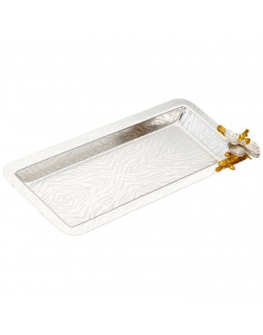 Taca posrebrzana prostokątna do serwowania kawy elegancka
