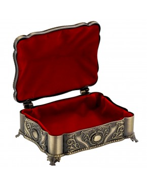 Szkatułka mosiądzowana na biżuterię retro zdobiona bez przegródek