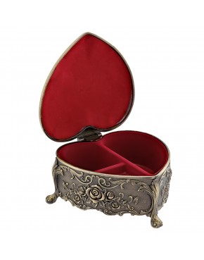 Szkatułka mosiądzowana serce na biżuterię z przegródkami klasyczna zdobiona