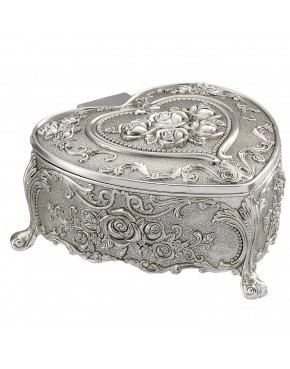 Szkatułka posrebrzana serce na biżuterię mini z przegródkami elegancka róże