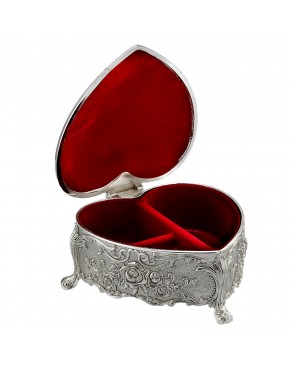 Szkatułka posrebrzana serce na biżuterię mini z przegródkami elegancka róże