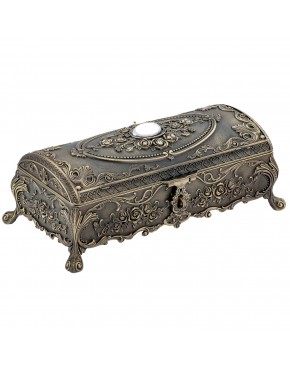 Duża szkatułka na biżuterię mosiądzowana w stylu retro z mlecznym szkłem. Pojemna, elegancka i idealna na prezent z dedykacją.