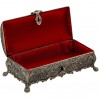 Szkatułka mosiądzowana duża wnętrze czerwony welur bez przegródek otwarta
