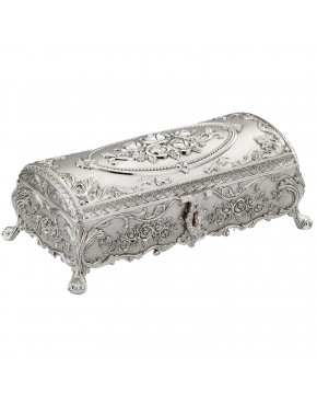 Duża szkatułka posrebrzana na biżuterię zdobiona różami elegancka klasyczna