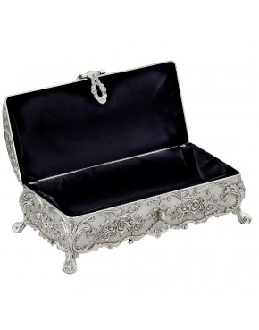 Duża szkatułka posrebrzana na biżuterię zdobiona różami elegancka klasyczna
