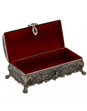 Duża szkatułka mosiądzowana na biżuterię klasyczna zdobiona różami elegancka