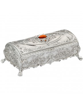 Szkatułka posrebrzana na biżuterię na nóżkach zdobiona różami elegancka klasyczna