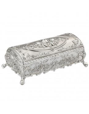 Szkatułka posrebrzana na biżuterię na nóżkach elegancka bez przegródek