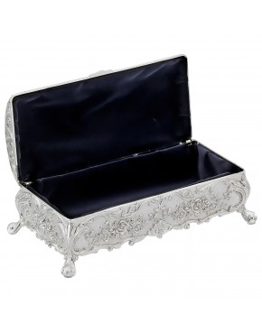 Szkatułka posrebrzana na biżuterię na nóżkach elegancka bez przegródek