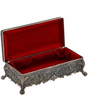 Elegancka szkatułka mosiądzowana na biżuterię na nóżkach z motywem róż bez przegródek