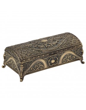 szkatułka mosiądzowana półokrągła na biżuterię złota vintage zamknięta