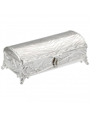 Duża długa szkatułka posrebrzana na biżuterię na nóżkach elegancka