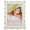 ramka na zdjęcie 9x13 kwiatki ze szkiełkami ozdobna biała dekoracyjna front