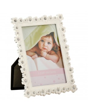 Ramka na zdjęcie 9x13 z kwiatkami ozdobna ze szkiełkami dekoracyjna prezentowa