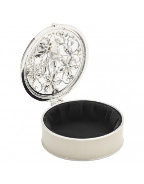 Szkatułka na biżuterię okrągła puzderko z motylkiem i kwiatkami dekoracyjna