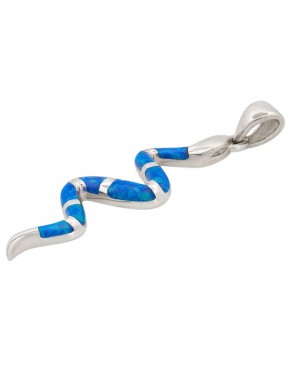 Wisiorek srebrny wąż z niebieskim opalem elegancki nowoczesny