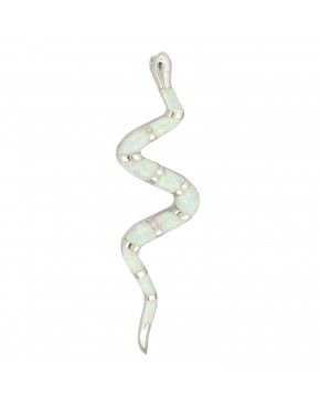 wisiorek srebrny wąż z jasnym opalem elegancki nowoczesny