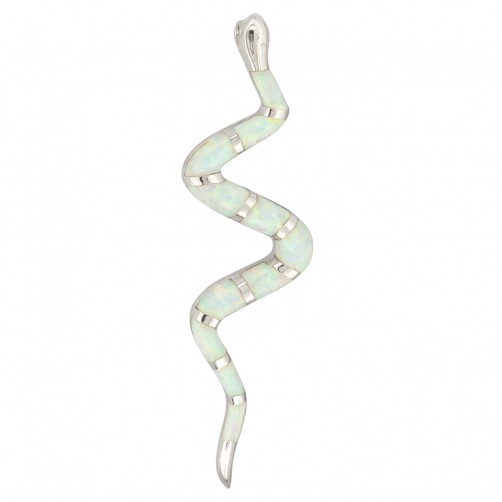 wisiorek srebrny wąż z jasnym opalem elegancki nowoczesny