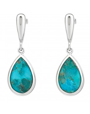 Komplet srebrny z turkusem kolczyki wkrętki i wisiorek naturalny kamień