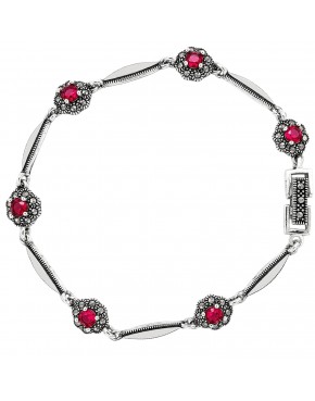 Srebrna bransoletka z markazytami i cyrkoniami 925 – elegancka biżuteria vintage