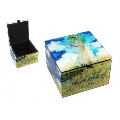 Szkatułka szklana na biżuterię - C. Monet, Kobieta z Parasolem (CARMANI) 195-9037