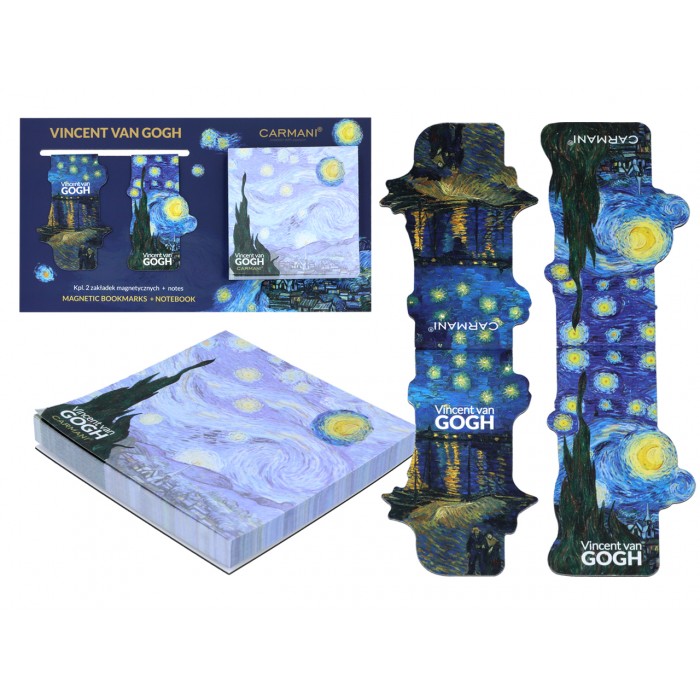 Kpl. Notes magnetyczny i 2 zakładki magnetyczne - V. van Gogh, Gwiaździsta Noc (CARMANI) 022-0111